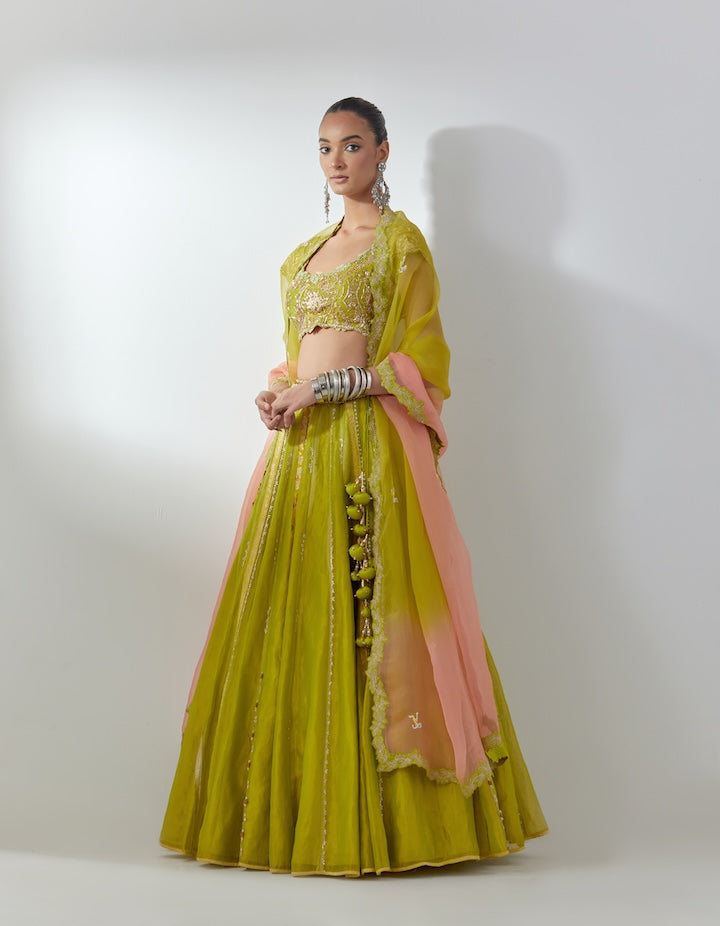 Lime Green Lehenga Set