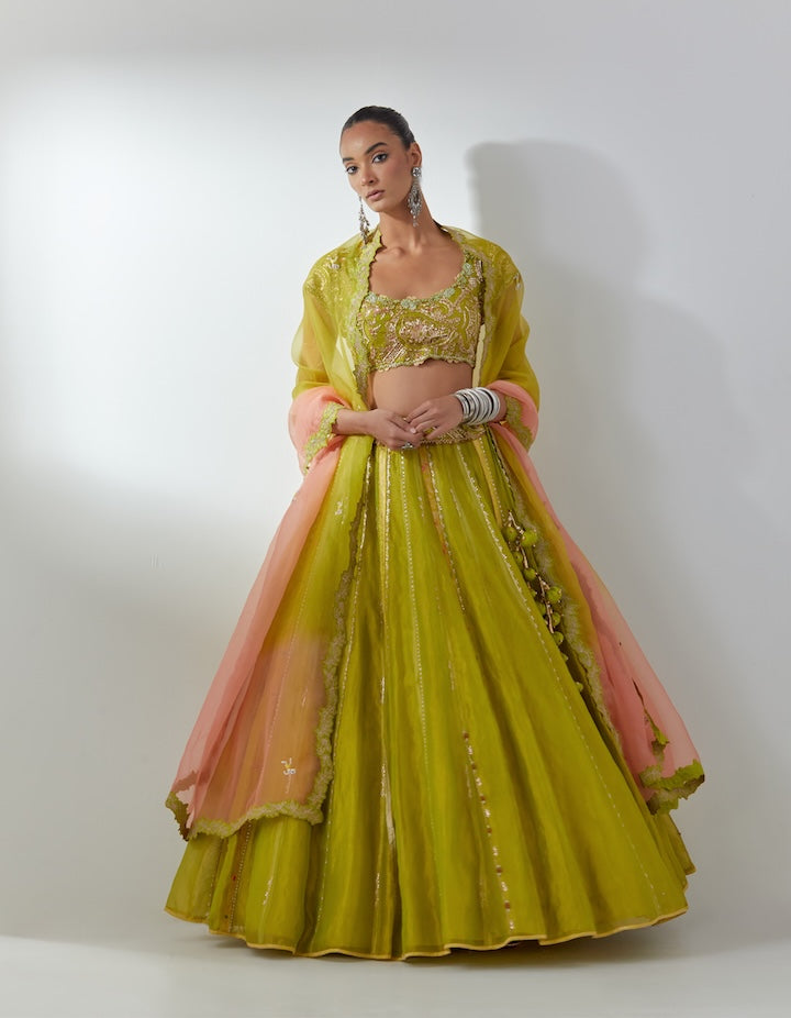 Lime Green Lehenga Set