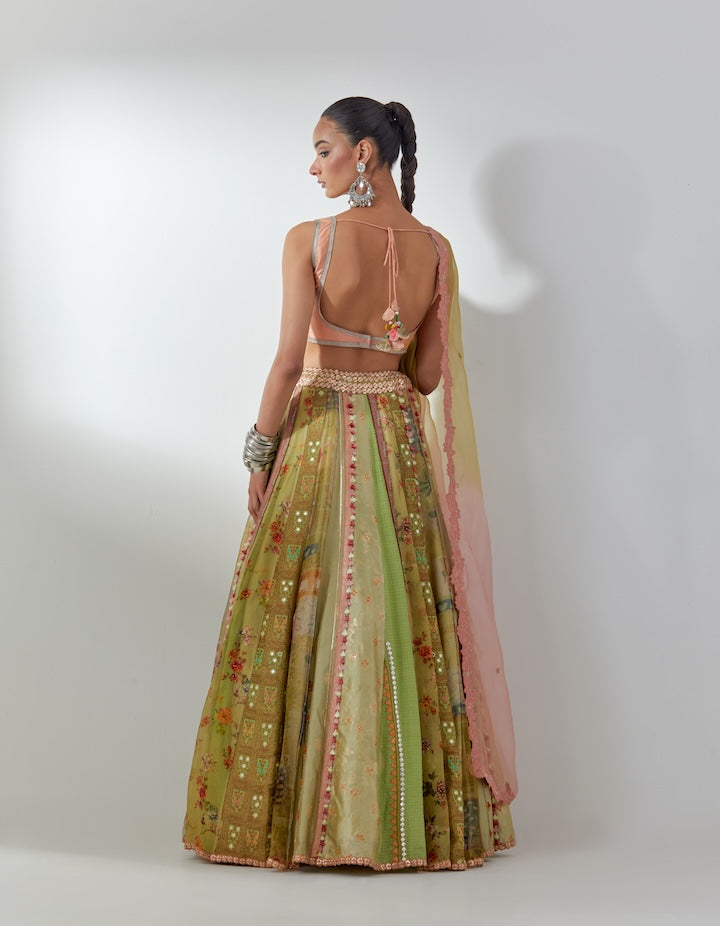 Green Embellished Lehenga Set