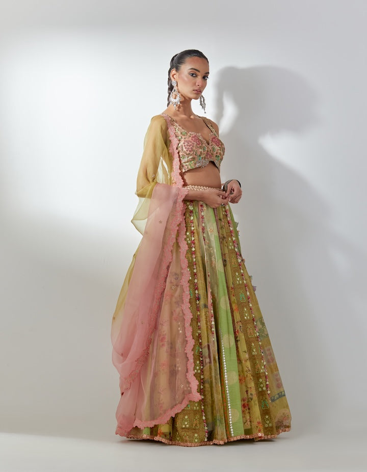 Green Embellished Lehenga Set