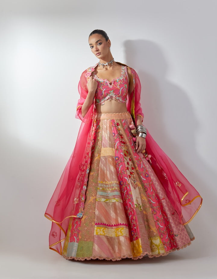 Pink Embellished Lehenga Set