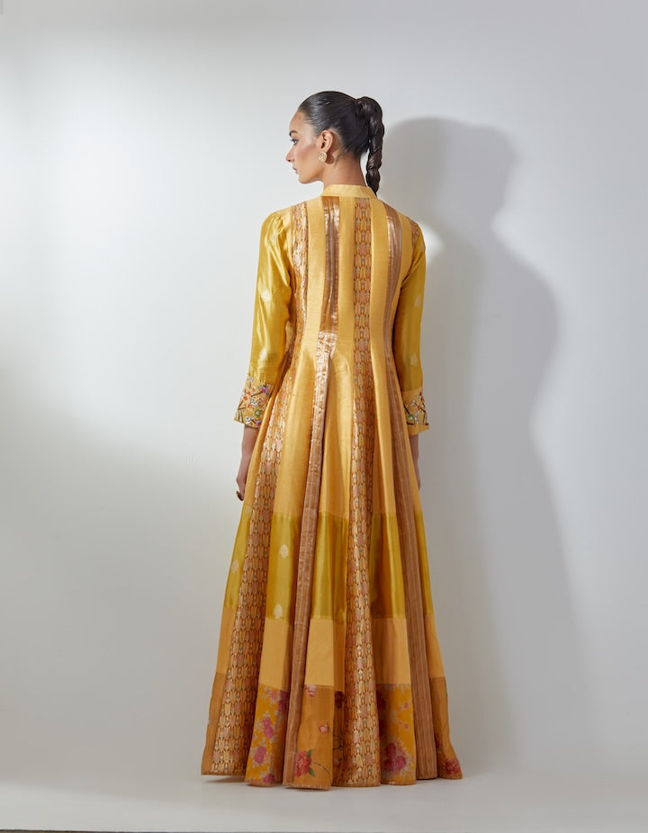 Yellow Embroidered Long Jacket