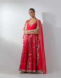 Red Embellished Anarkali Set