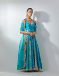 Turquoise Embellished Anarkali Set