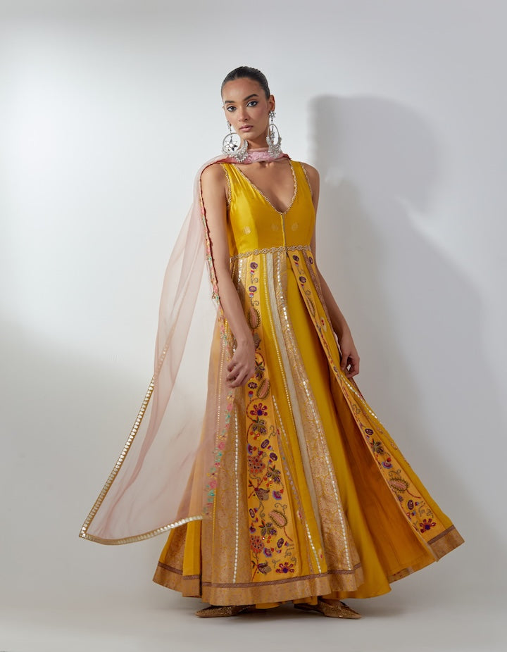 Yellow Jacket Anarkali Set