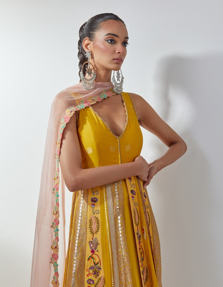 Yellow Jacket Anarkali Set