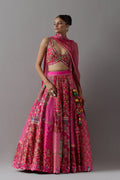 Hot pink embroidered lehenga choli with dupatta