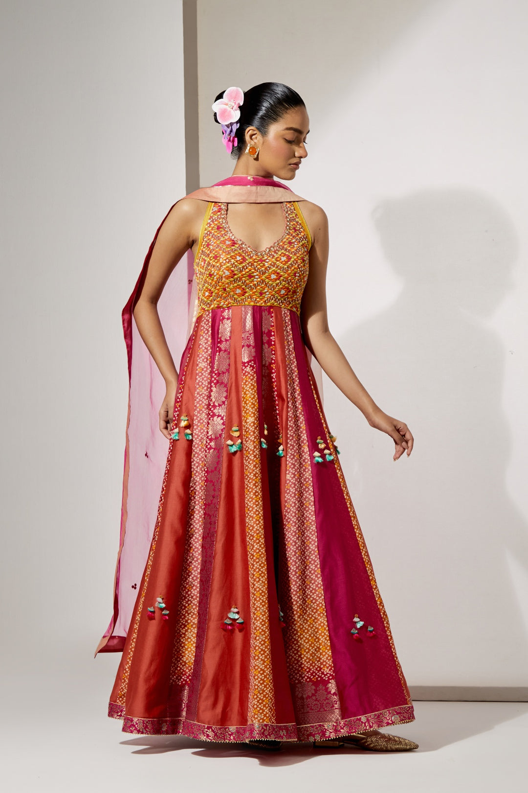 Amber Gulzar Silk Anarkali Set