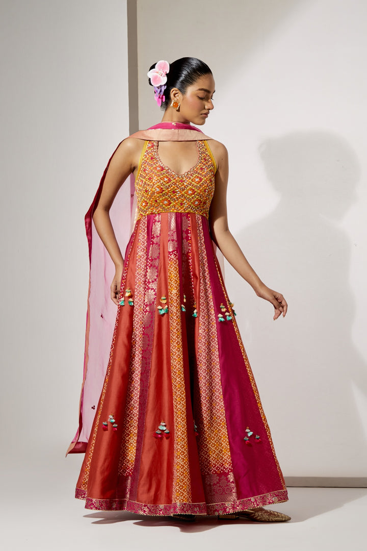 Amber Gulzar Silk Anarkali Set