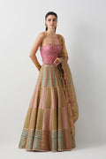 Mauve & Gold embroidered corset lehenga set