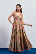 Beige floral anarkali set