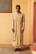 Ivory Silk Embroidered Sherwani Set