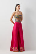 Hot Pink embroidered corset plazzo set