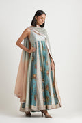 Blue embroidered anarkali gown with dupatta