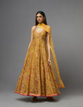 Yellow Printed Anarkali