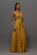 Mustard yellow embroidered sharara set