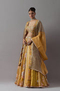 Golden mustard embroidered lehenga choli with dupatta