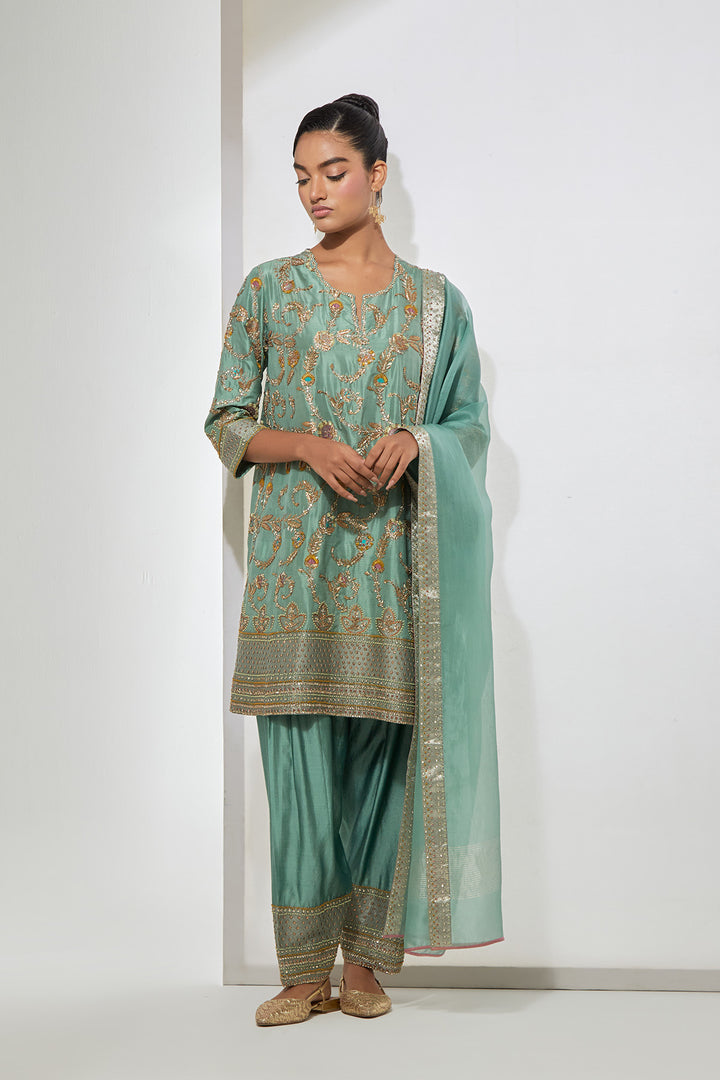 Rain Storm Embroidered Kurta Set with Dupatta