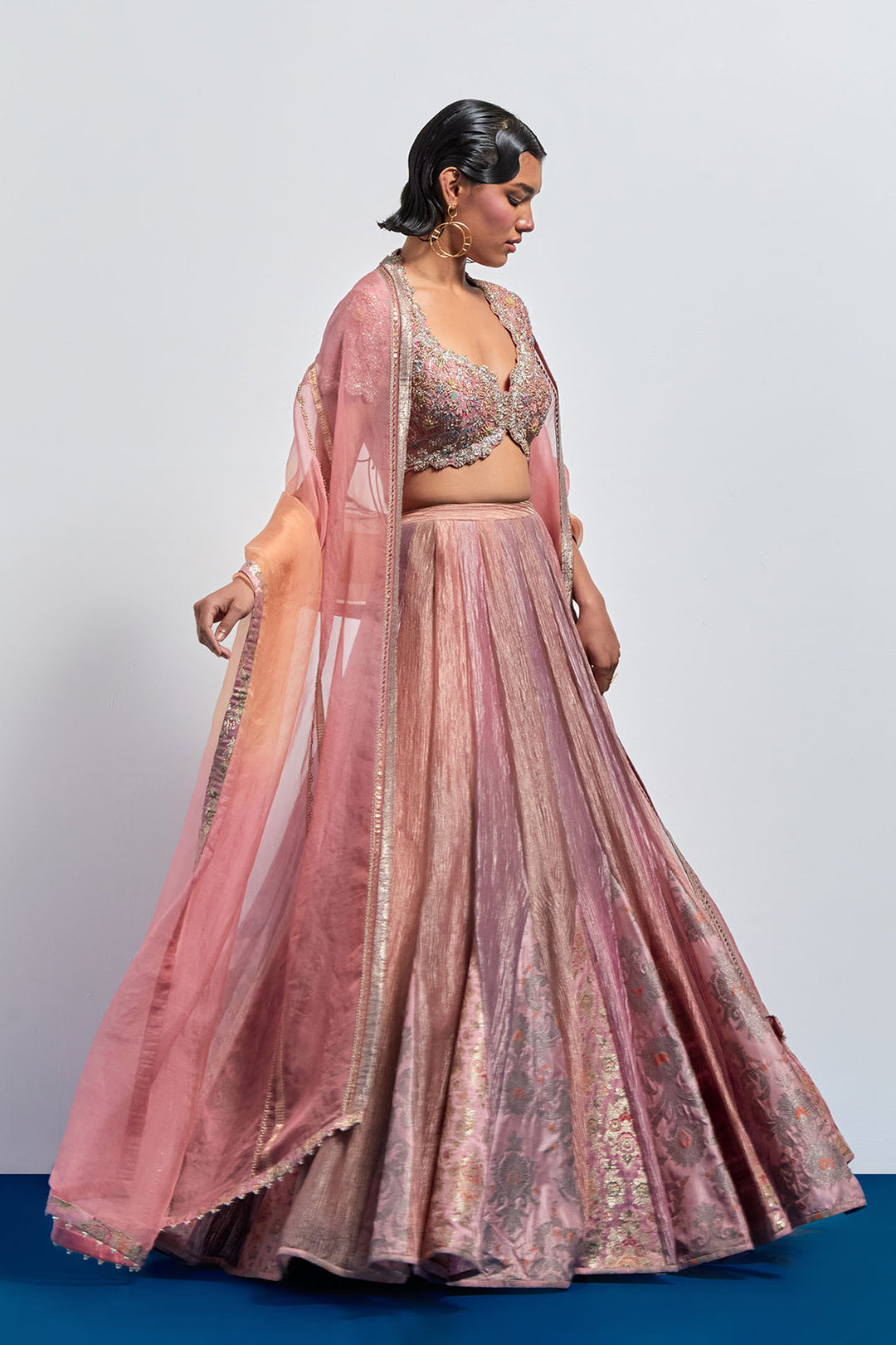Rose pink lehenga choli dupatta set
