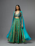 Turquoise and Green Sharara Set