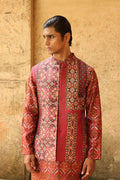 Rust Ikat Silk Bundi Set