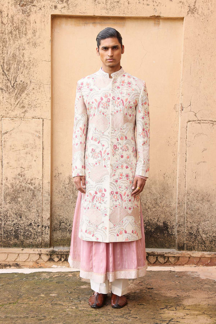 Ivory embroidered sherwani set