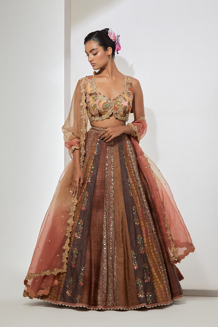 Amber Bloom - Multi-Panelled Embroidered Lehenga Set
