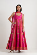 Pink embroidered anarkali gown with dupatta