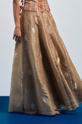 Beige Gold Motif Embroidered Skirt