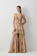 Ivory Silk Embroidered Peplum Sharara Set