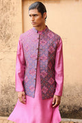 Pink Patola Silk Bundi Set