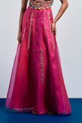Fuchsia Pink Embroidered Organza Skirt