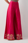 Fuschia Floral Hem Embroidered Palazzo