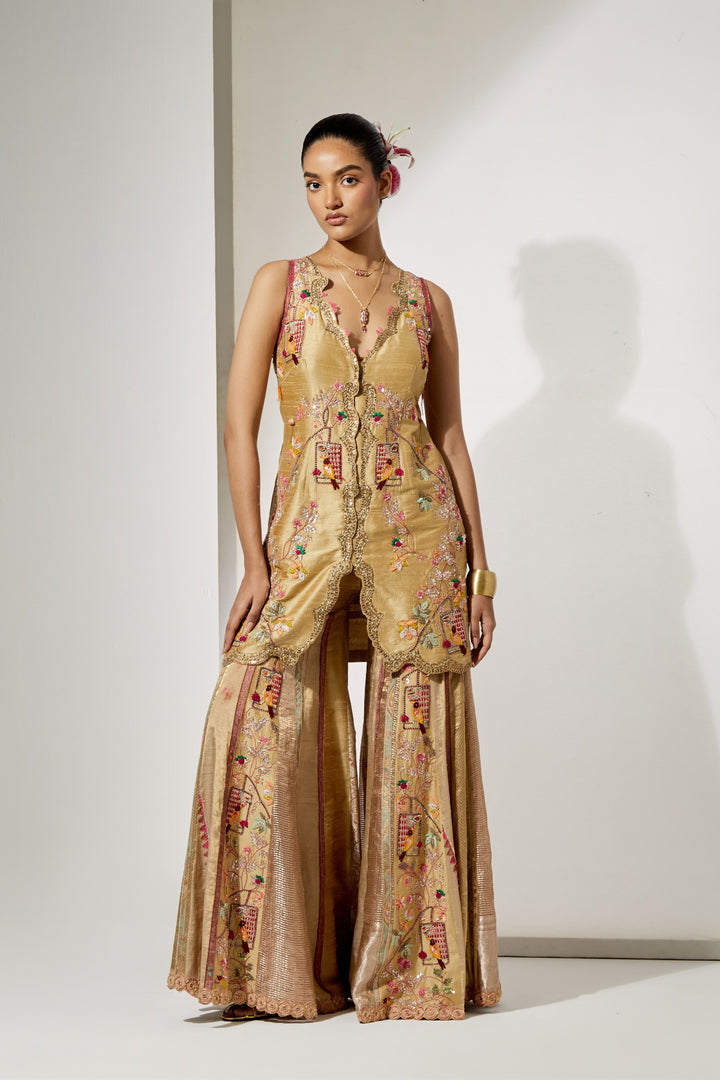 Sunheri Gul Silk Sharara Set
