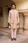 Pastel embroidered kurta set with jacket