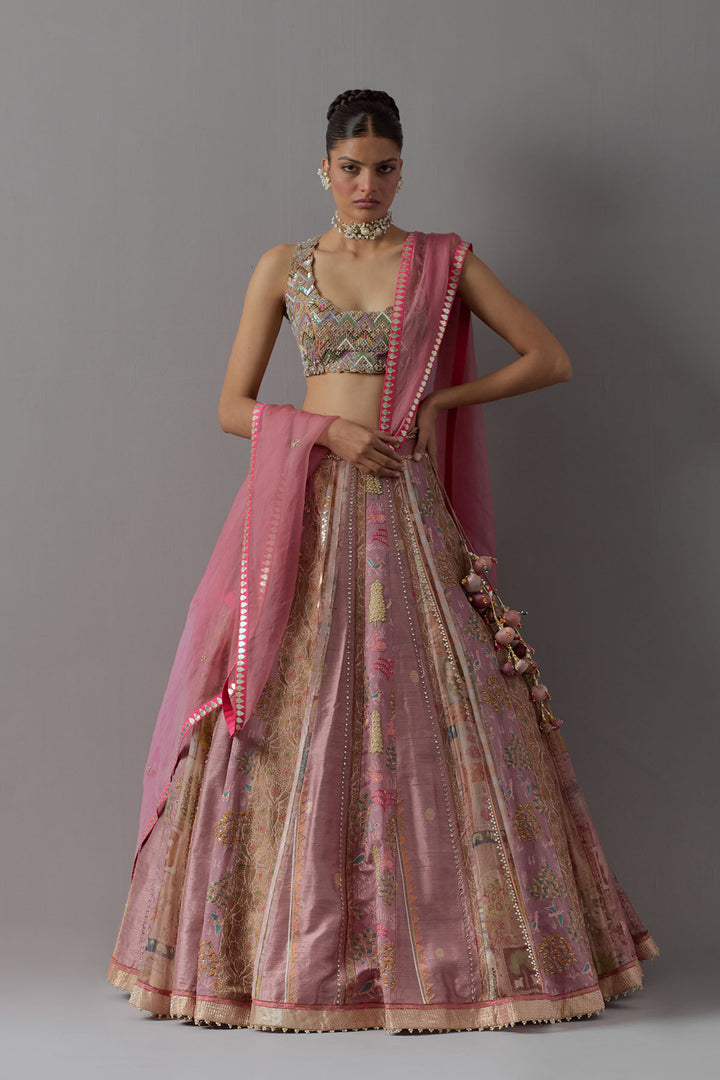 Blush pink embroidered lehenga choli with dupatta