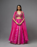 Fuchsia Cape and Silk Skirt Set