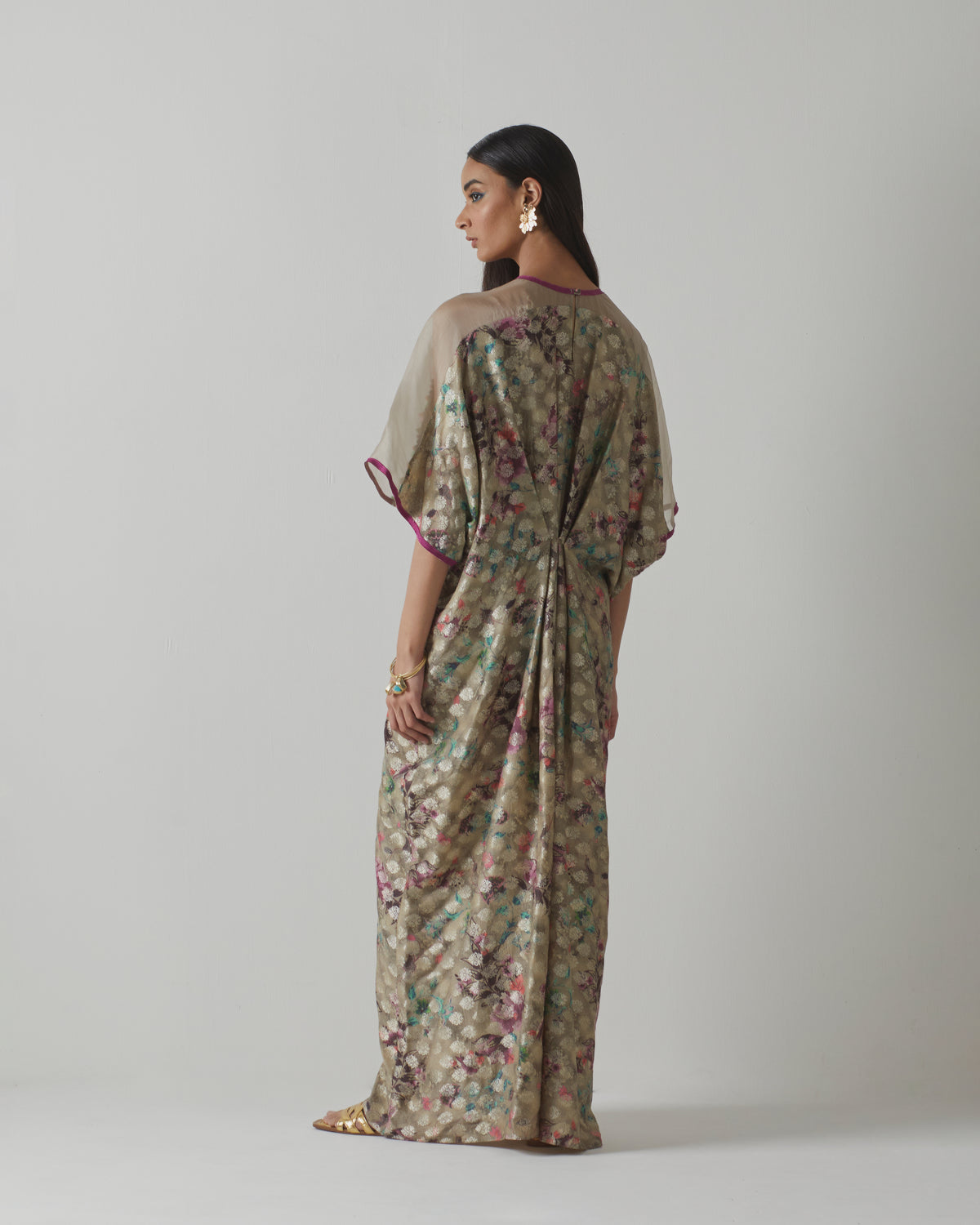 Multi coloured Silk Floral Kaftan