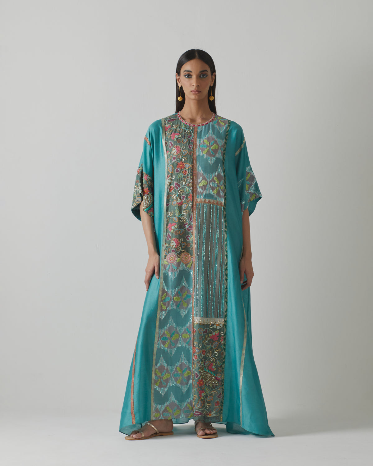 Turquoise Floral Kaftan