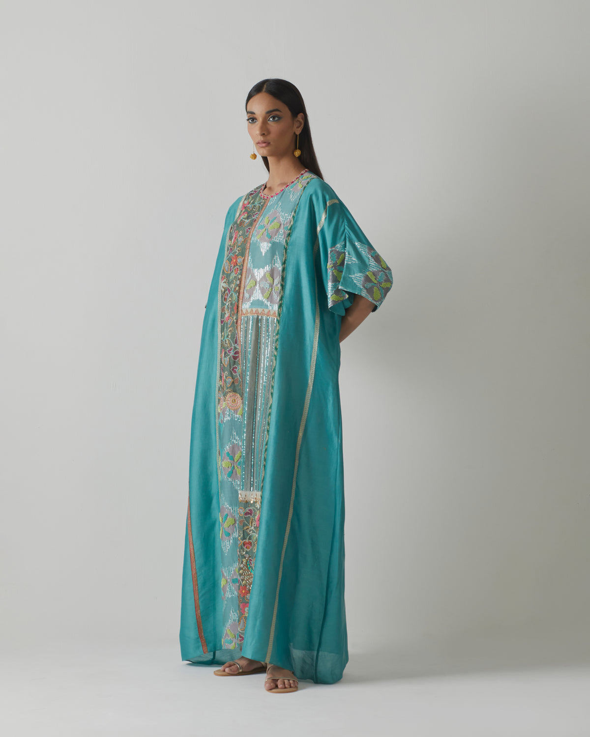 Turquoise Floral Kaftan