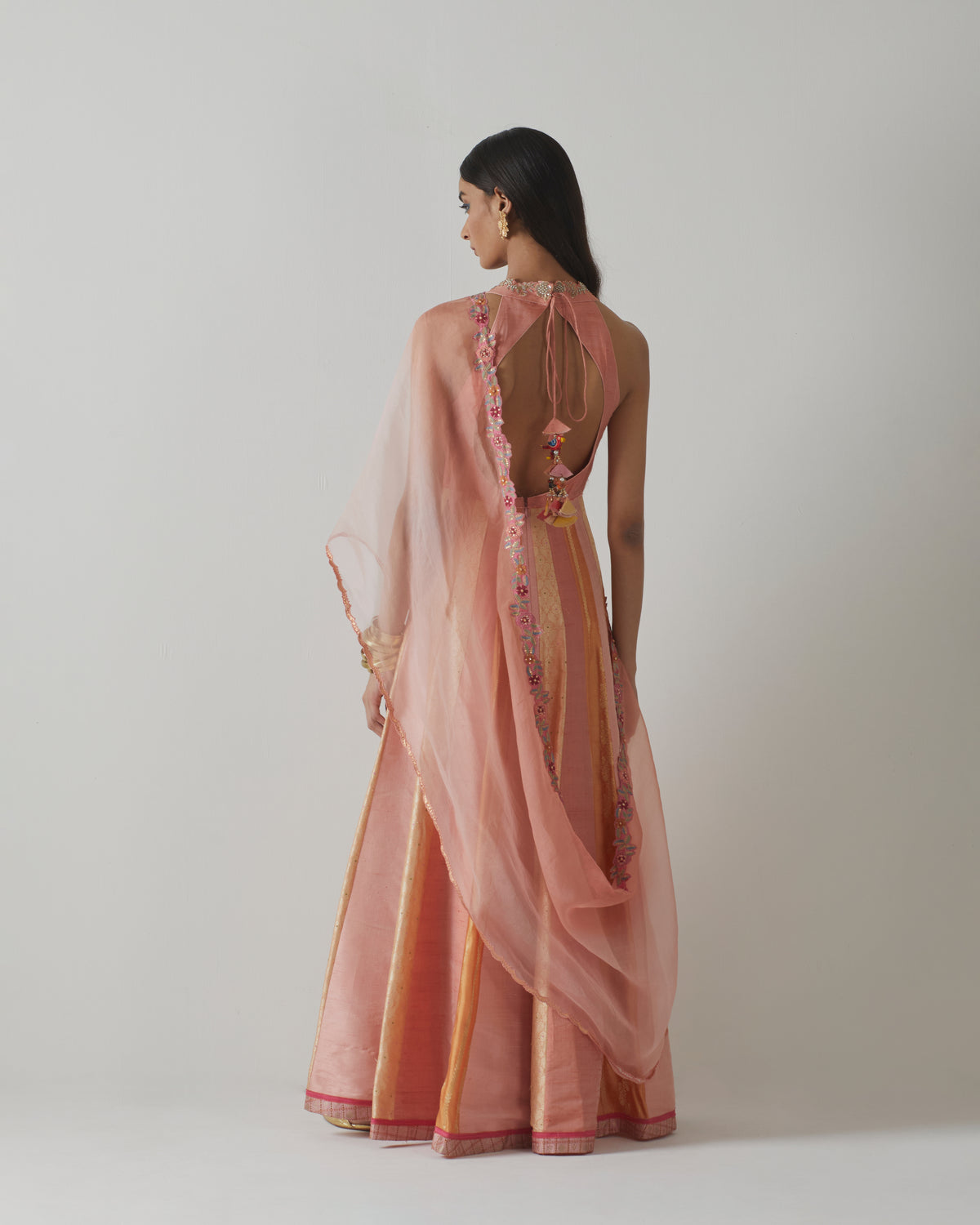 Coral Embroidered Anarkali Set