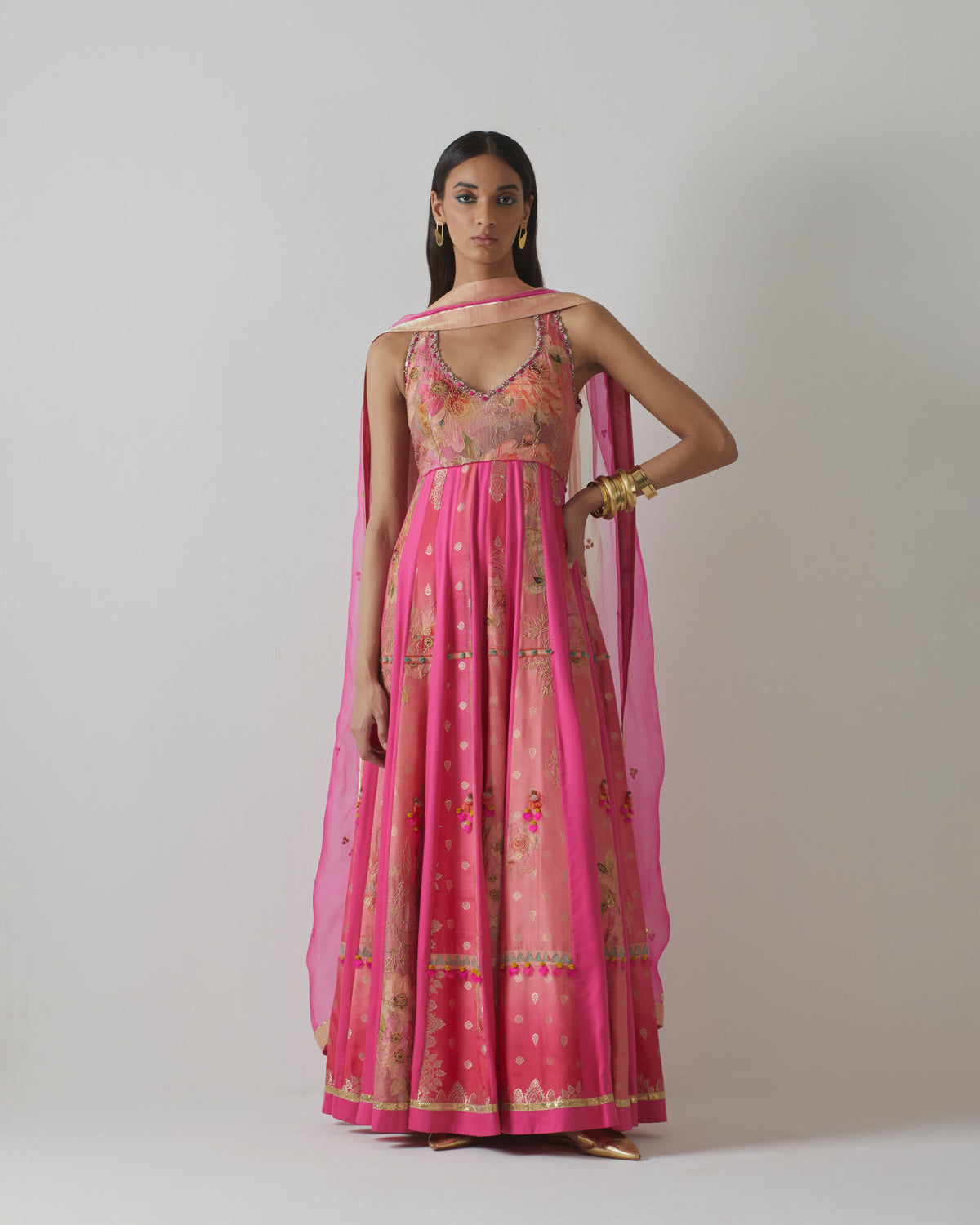 Fuchsia Floral Anarkali Set