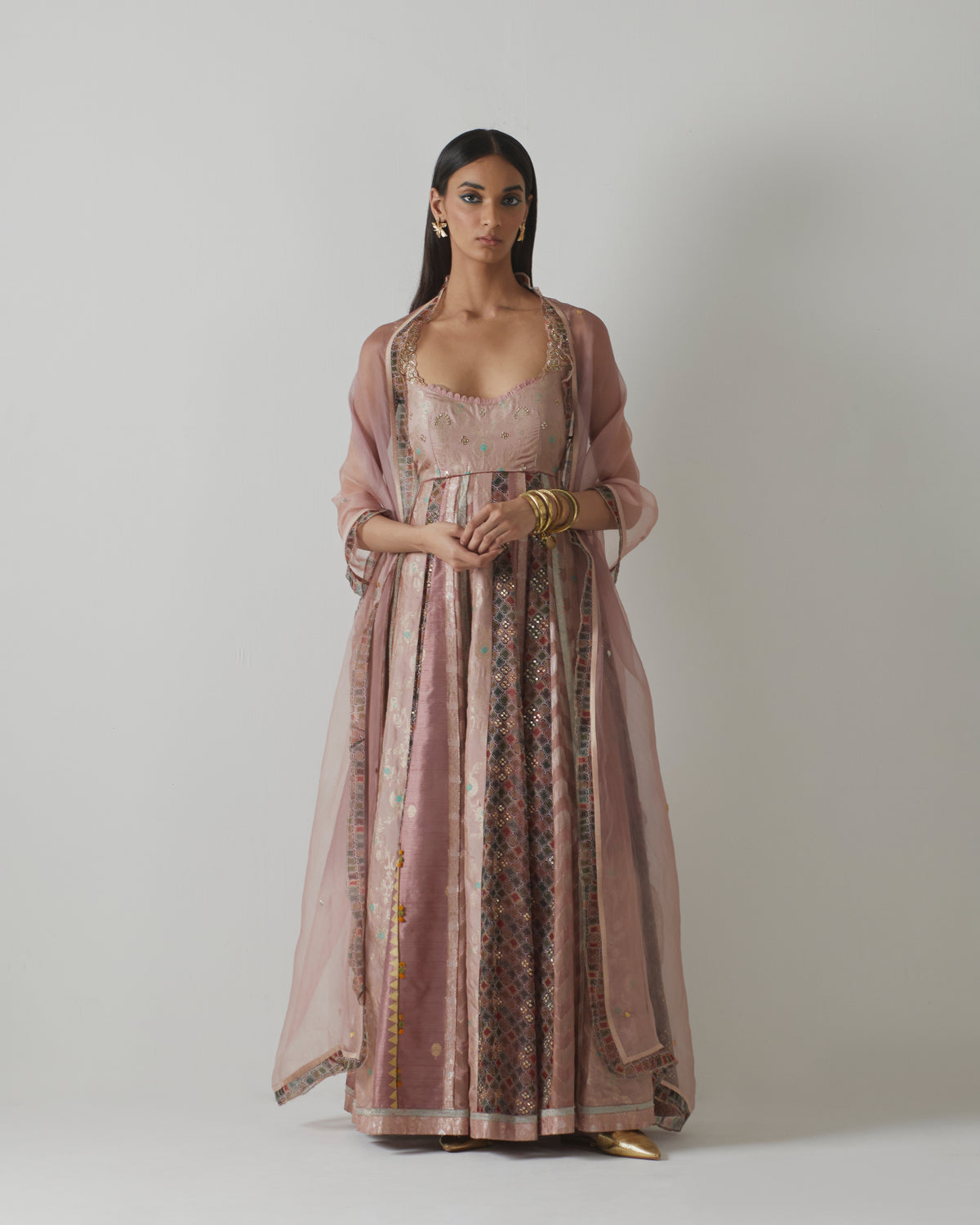 Mauve embellished Anarkali Set