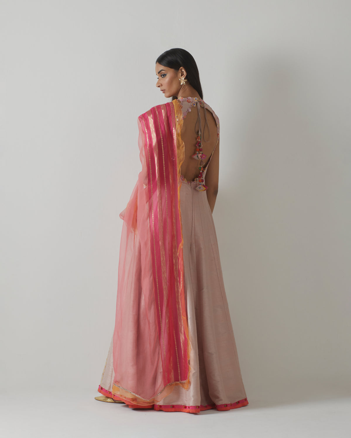 Powder Pink Embroidered Anarkali Set