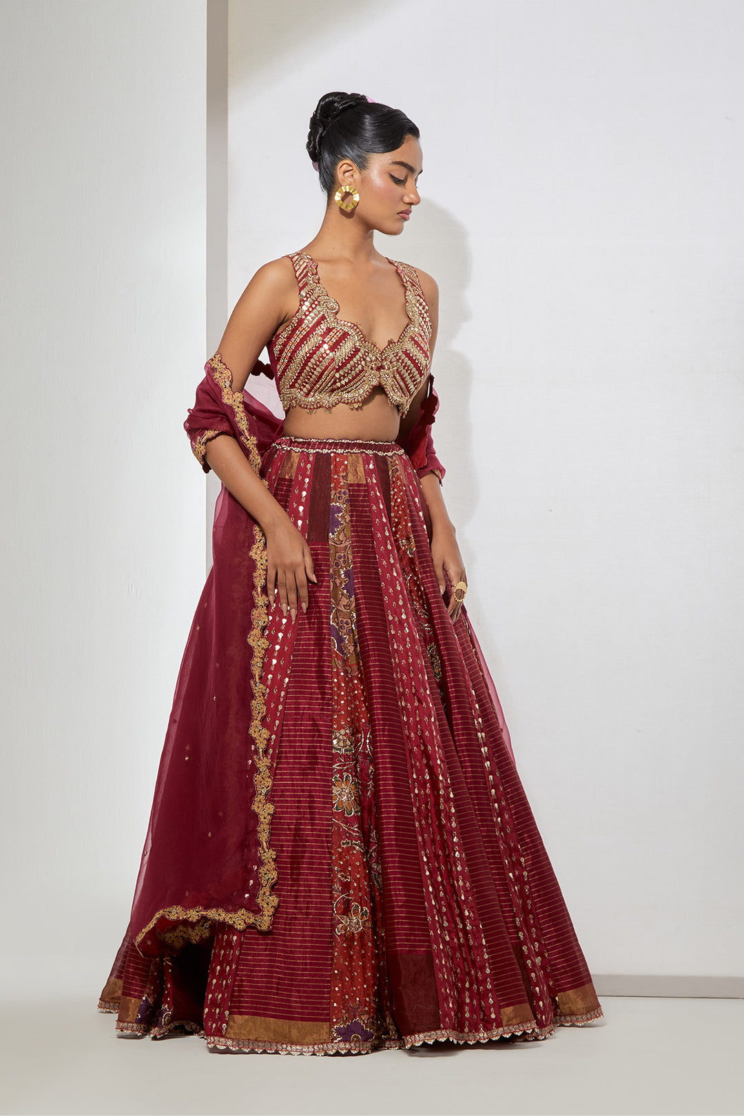 Rani Pink Banarasi Silk Lehenga Choli Set with Heavy Hand-Embroidered Blouse