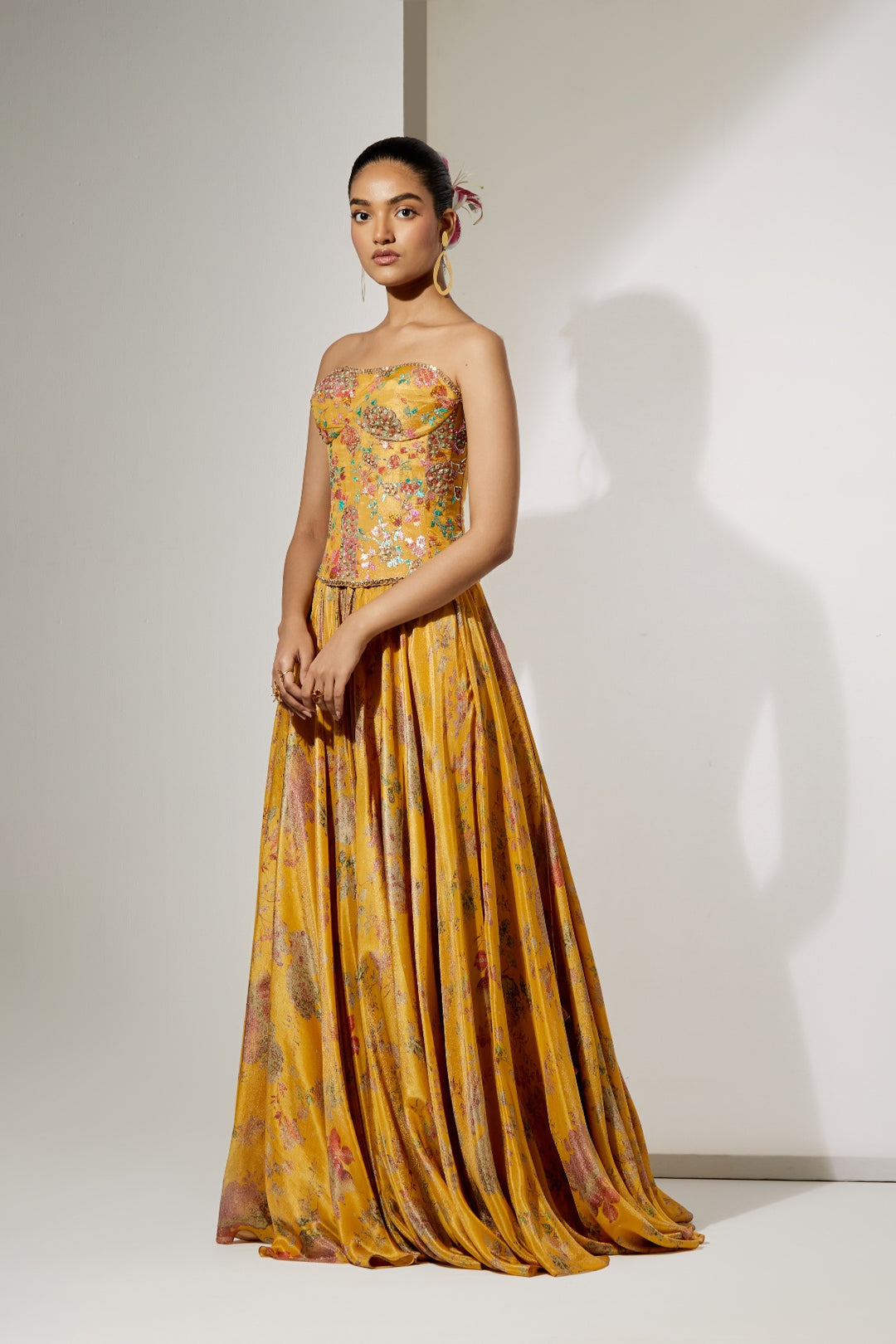 Sunlit Bloom Silk Corset Skirt Set | RTS