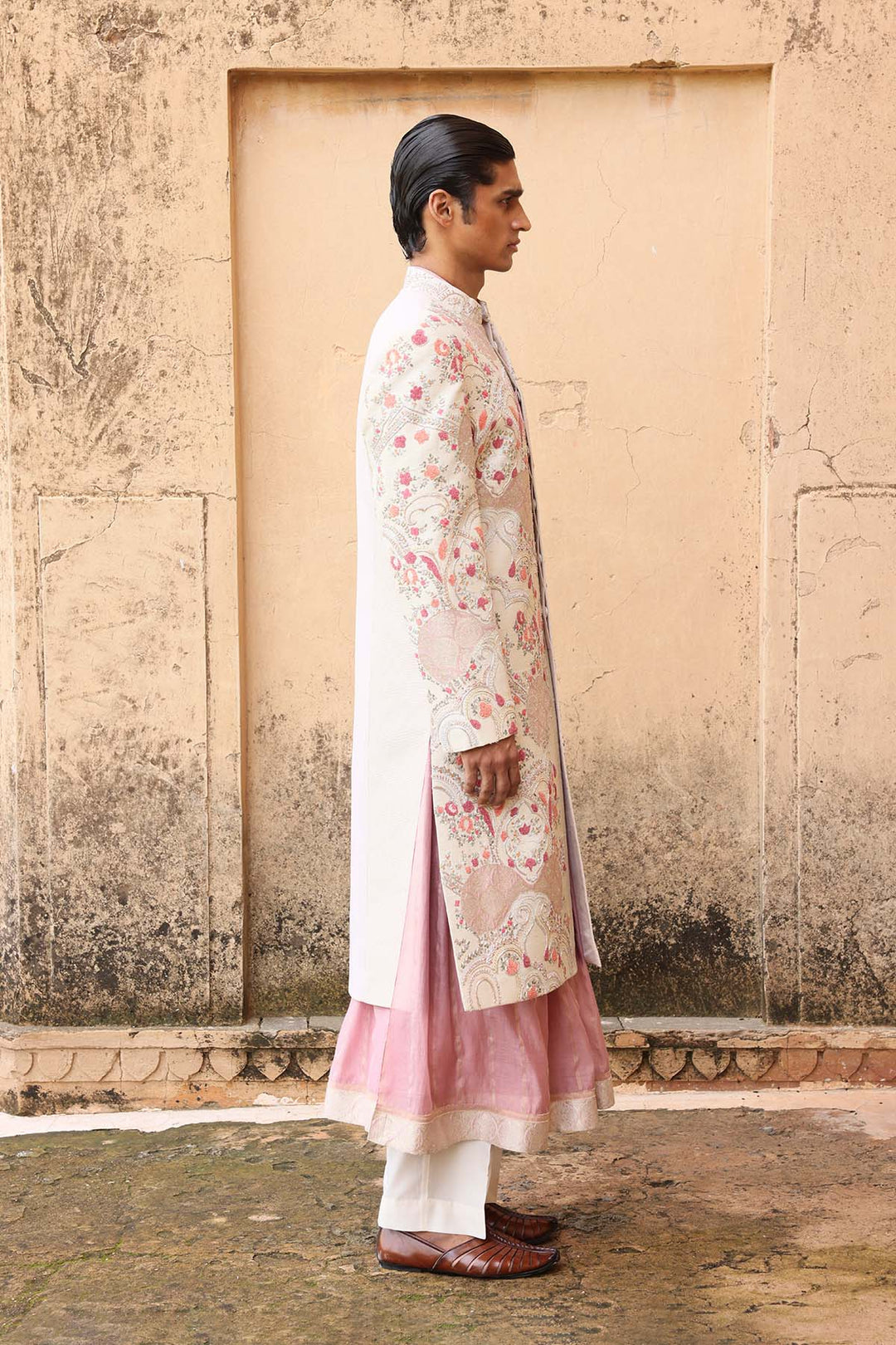 Ivory embroidered sherwani set