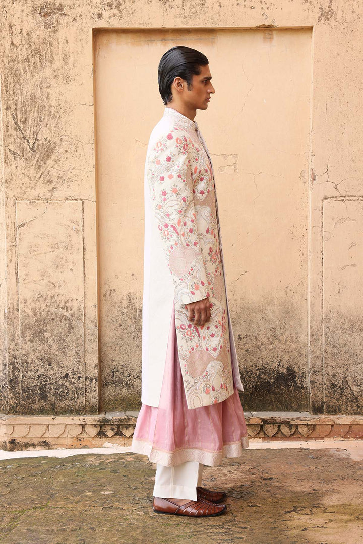 Ivory embroidered sherwani set