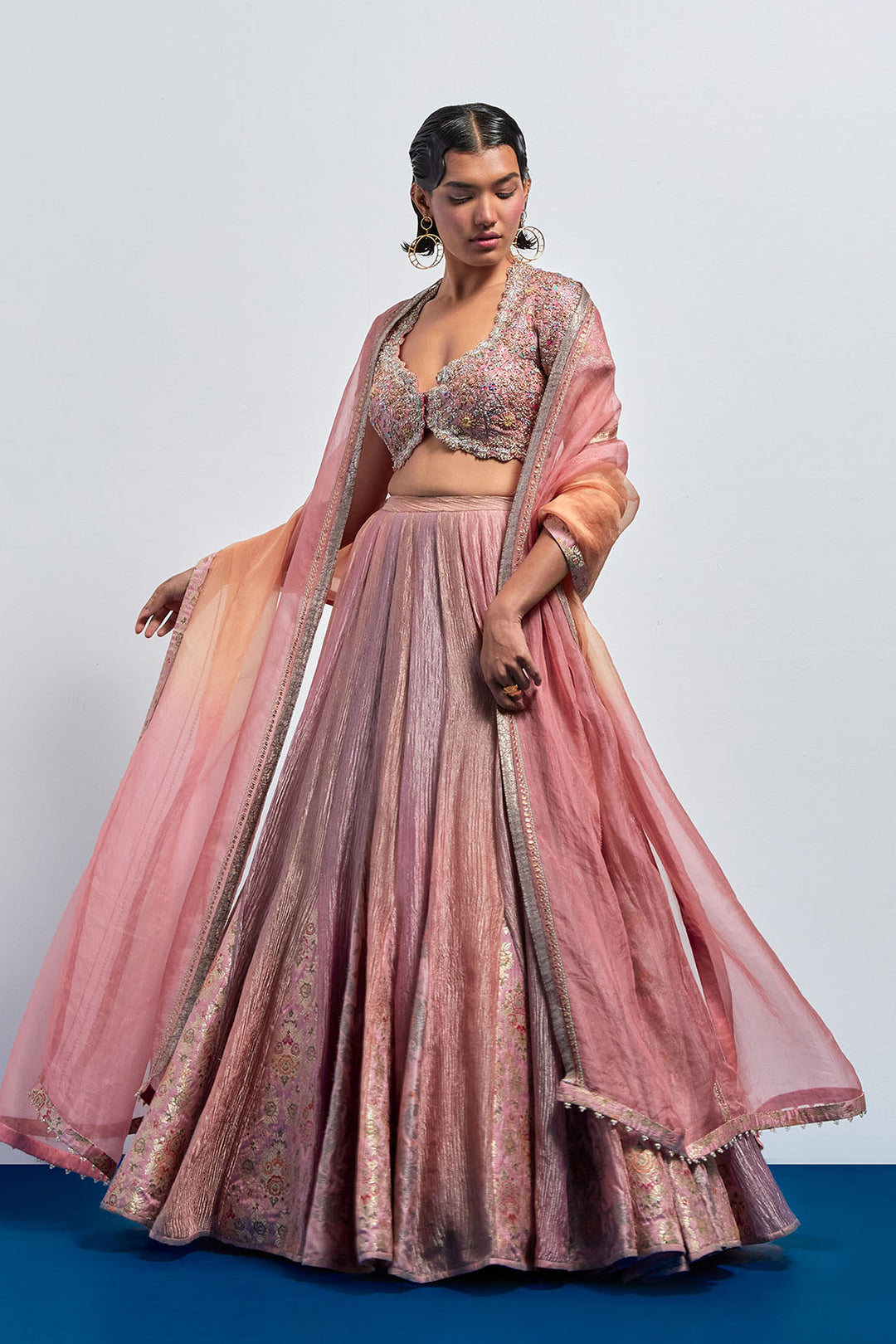 Rose pink lehenga choli dupatta set