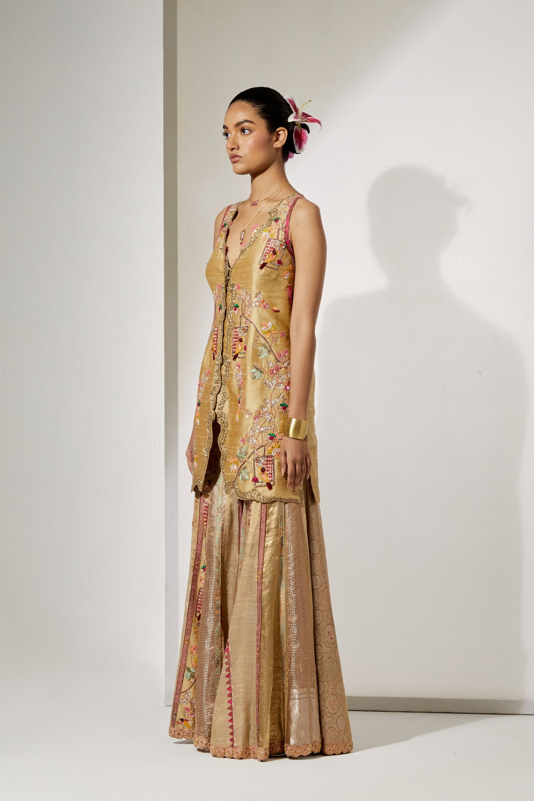 Sunheri Gul Silk Sharara Set